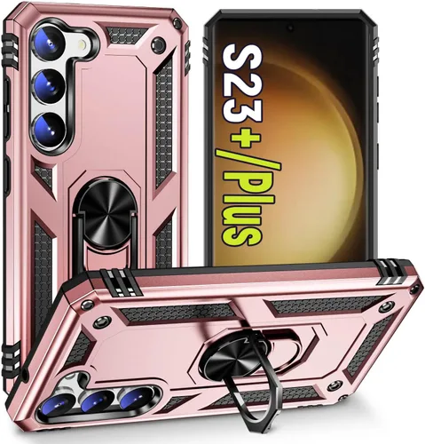 Miniatura 10 de Funda protectora diseñada para Galaxy S23 con soporte, a prueba de caídas militares, a prueba de golpes, a prueba de polvo, para Samsung S23, rosa