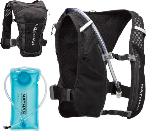 Miniatura 18 de Nathan QuickStart - Chaleco de hidratación con vejiga o frascos, bolsillos de almacenamiento, tela transpirable que absorbe la humedad, correas