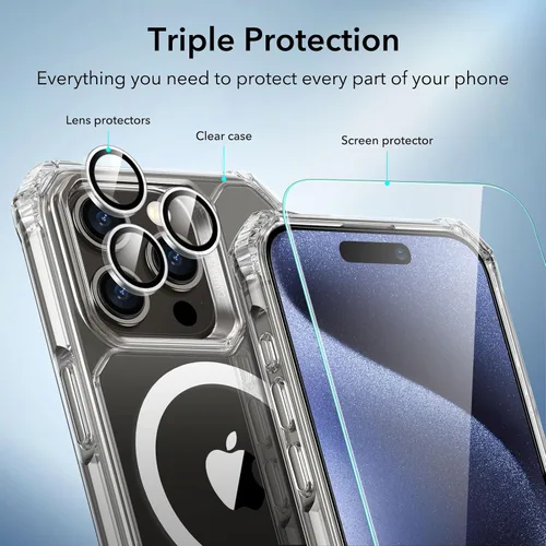 Miniatura 6 de ESR Funda para iPhone 15 Pro Max, compatible con MagSafe, protección de grado militar, esquinas de protección de aire a prueba de golpes, parte