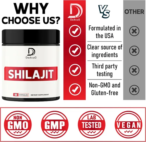 Miniatura 5 de Shilajit Cápsulas orgánicas puras del Himalaya de 1000 mg – Contiene Fulvic, ácido húmico natural y 85 otros – Suplemento Shilajit
