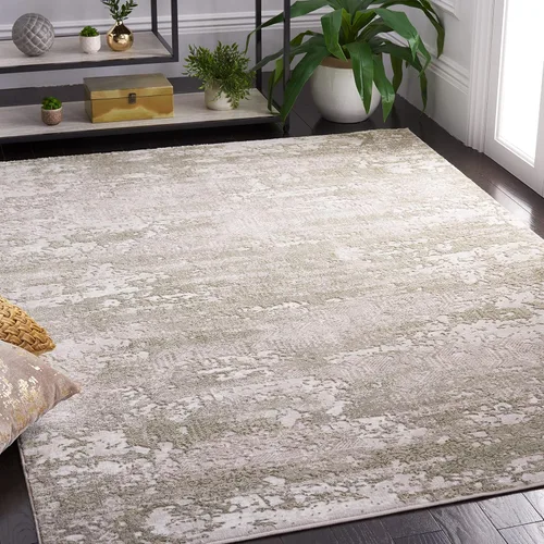 Miniatura 11 de SAFAVIEH Meadow Collection - Alfombra decorativa de 2 x 5 pies, beige y rosa, diseño abstracto moderno, no desprende pelusa y de fácil cuidado
