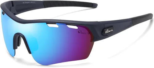Miniatura 10 de Bevi Lentes de sol deportivos polarizados TR90, marco duradero y ultraligero para hombres y mujeres, béisbol, correr, ciclismo, golf Amarillo Azul