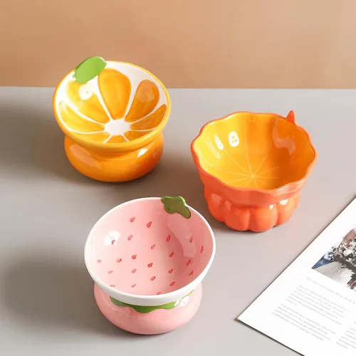 Miniatura 4 de Tazón de Comida para Gatos de Cerámica Elevado/Alzado para Gatos de Interior, Anti Vómito y Protege la Columna Vertebral de la Mascota, Lindo Plato