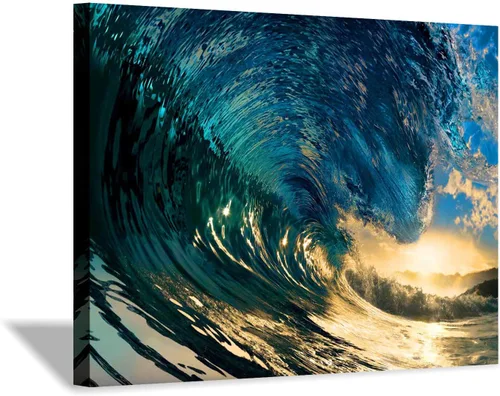 Miniatura 20 de Hardy Gallery Lienzo impreso con diseño de camino de playa: lienzo con imagen del océano costero, arte de pared tamaño pequeño para baño