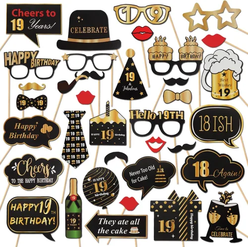 Miniatura 31 de LINGTEER Accesorios para fotomatón de fiesta de cumpleaños feliz 20, saludos a cumpleaños 20, accesorios de decoración para fiesta de cumpleaños