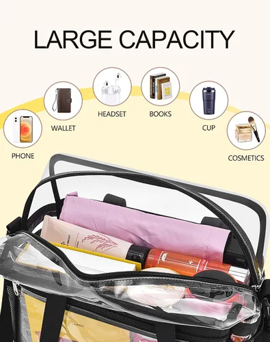 Miniatura 6 de Lyingflat Bolsa transparente para eventos de estadio - 12x6x12, bolsa de deporte transparente con correas reforzadas para el hombro