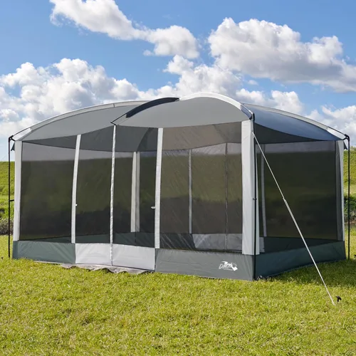 Tienda de Campaña Screen House de 13 x 9 pies, Gazebo de Malla con 2 Puertas Magnéticas, Pantalla de Proyección Incluida, Carpa Refugio con Toldo
