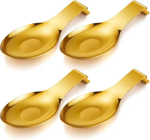 Miniatura 12 de Nuanchu 6 piezas de soporte de cuchara de acero inoxidable, espátula, cucharón para estufa, resistente, soporte de espátula para encimera, apto
