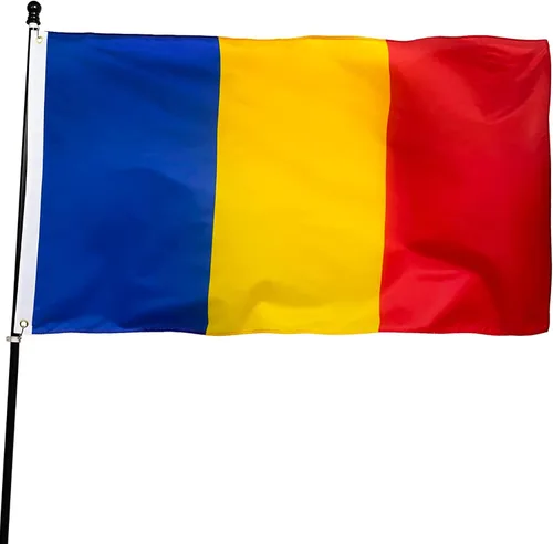 DANF Bandera de Rumania de 3 x 5 pies de poliéster grueso, resistente a la decoloración, ojales de latón, cabecera de lona, banderas nacionales