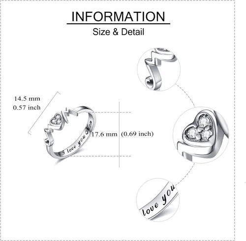 Miniatura 4 de YFN - Anillos de plata de ley 925 para mamá y madre