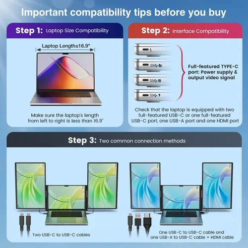 Miniatura 6 de FLYTOCCA Extensión de Pantalla para Laptop de 16 Pulgadas, Monitor Portátil FHD de 1200P Actualizado con Pantalla de Relación de Aspecto 16:10