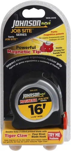 Miniatura 2 de Johnson Level & Tool 1806-0016 - Cinta magnética para sitio de trabajo, 25 pies, negro/amarillo, 1 cinta