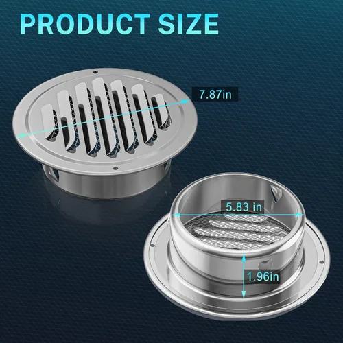 Miniatura 2 de Rejillas de Ventilación de Sofito de Acero Inoxidable de 6 Pulgadas, HG Power Cubierta de Ventilación Redonda con Malla de Pantalla, Campana