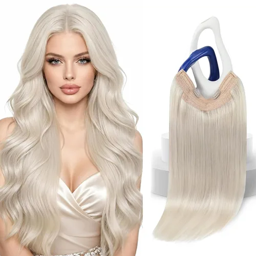 Sunny Hair - Extensiones de cabello humano con banda invisible, color rubio platino (#60), 20 pulgadas