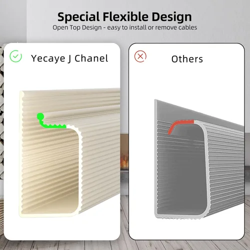 Miniatura 7 de YECAYE Organizador de cables de 94.2 pulgadas bajo el escritorio, montaje adhesivo de fácil instalación, ocultador de cables, organizador de cables