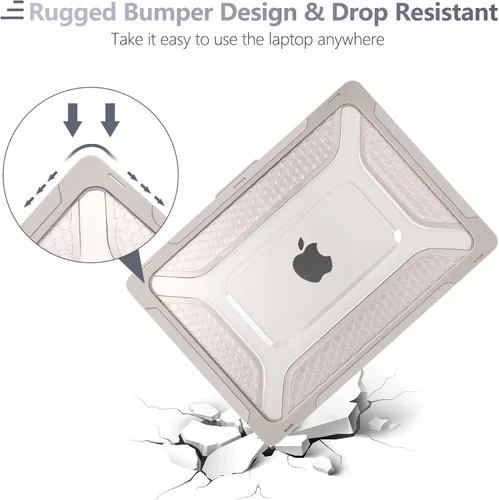 Miniatura 5 de Batianda Funda resistente mejorada para MacBook Air de 15 pulgadas M5 2026 2025 M4 2024 2023, versión 2024 2023, TPU híbrido de panal + armadura