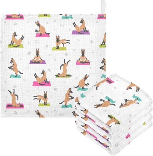 Miniatura 16 de Toallas de algodón para bebé, toallas de baño unisex para recién nacidos, toallitas naturales para piel delicada, 11.8 x 11.8 pulgadas, paquete de 5