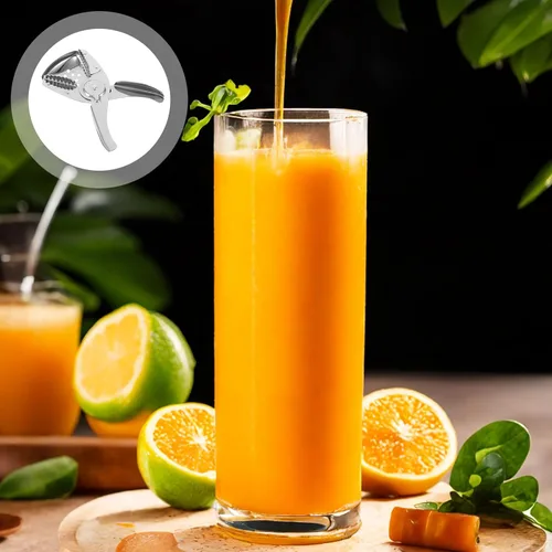 Miniatura 5 de Housoutil Manual Lemon Squeezer Stainless Steel Manual Fruit Juicer Handheld Citrus Press Multifunctional for Home and Travel