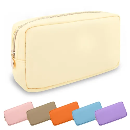 Miniatura 40 de Estuche pequeño para lápices y maquillaje para bolso, lindo estuche de lápices, bolsa de pinceles de maquillaje de nylon con cremallera, estuche
