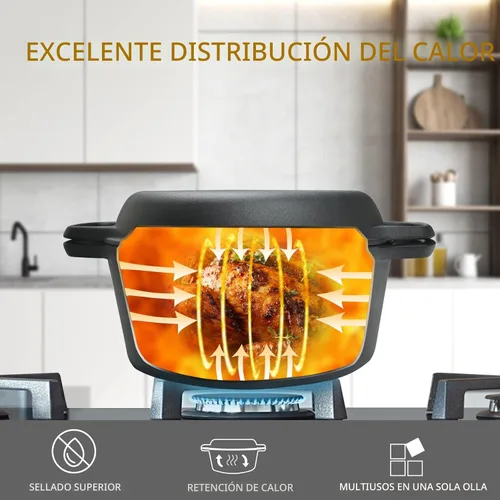 Miniatura 7 de EDGING CASTING Olla holandesa de hierro fundido pre-curada 2 en 1 con tapa de sartén para cocinar, juego de sartenes de hierro fundido con asas