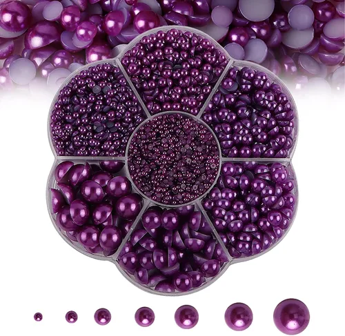 5600 PIEZAS Medias Perlas Redondas Planas Imitación Perlas para Manualidades, 7 Tamaños para Arte de Uñas DIY, Creación de Joyería, Zapatos, Taza,