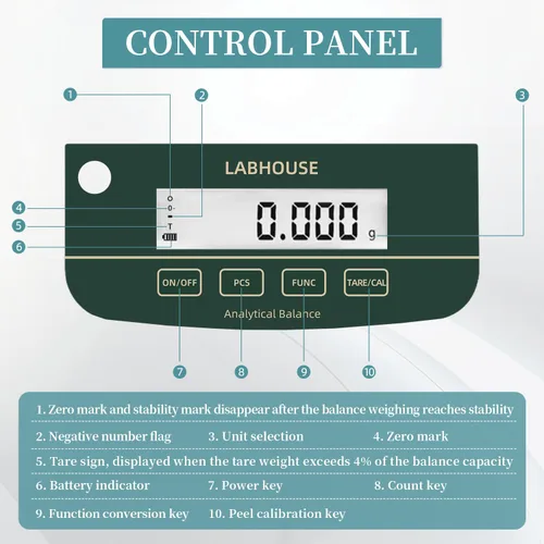 Miniatura 5 de Balanza Analítica Digital (Pantalla Dual) Alta Precisión 1mg 200g Escala de Laboratorio Calibración Externa para Farmacia Química Planta Química