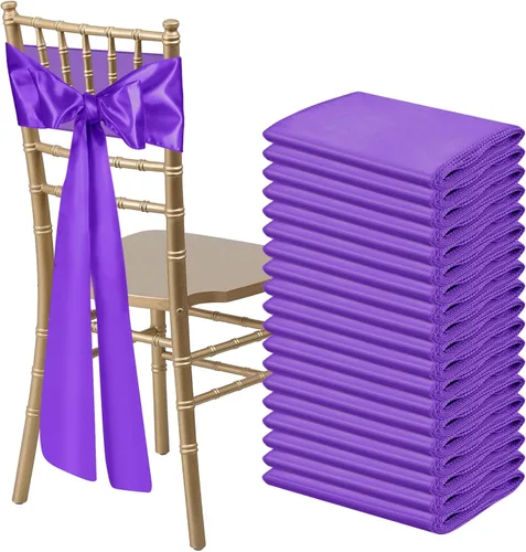 Miniatura 9 de 10 PCS Lazos de Satén Azul Bebé para Sillas Bandas Universales Cintas para Sillas Lazos Traseros para Bodas Fiestas Recepciones Eventos Banquetes