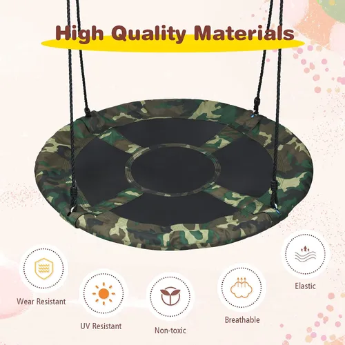 Miniatura 5 de KOTEK Columpio de árbol de platillo de 40 pulgadas para niños, juegos de columpio para interiores y exteriores con cuerdas ajustables para colgar