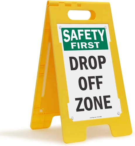 Safety First – Señal Zona de Drop Off, de plástico plegable, 12" x 25" Kit FloorBoss de 25" x 12"