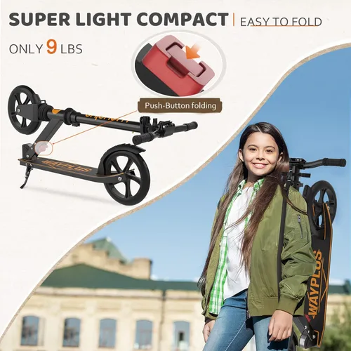 Miniatura 3 de WAYPLUS KS1 Kick Scooter para mayores de 6 años, niños, adolescentes y adultos. Carga máxima de 240 libras. Plegable, ligero, ruedas grandes de 8