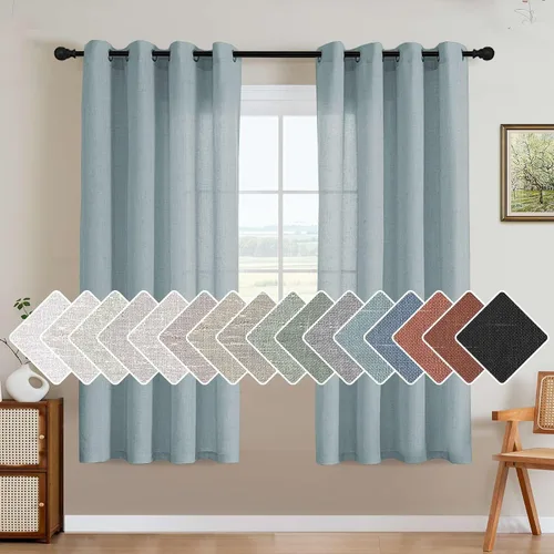 Miniatura 24 de H.VERSAILTEX Elegant - Cortinas texturizadas de lino natural mezclado con eficiencia energética, filtrado de luz, con ojales de níquel