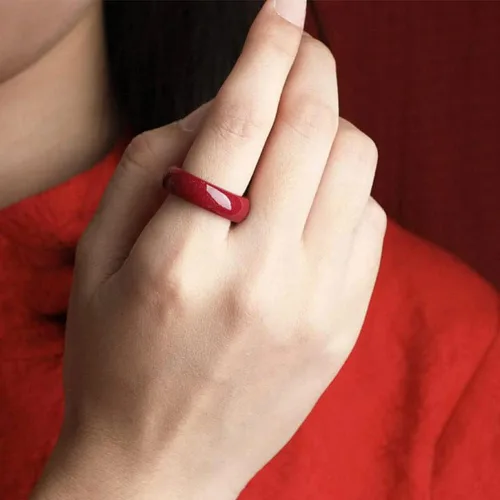 Miniatura 4 de oliwex Fengshui - Anillo de cinabrio para hombre y mujer (2 unidades, 9)