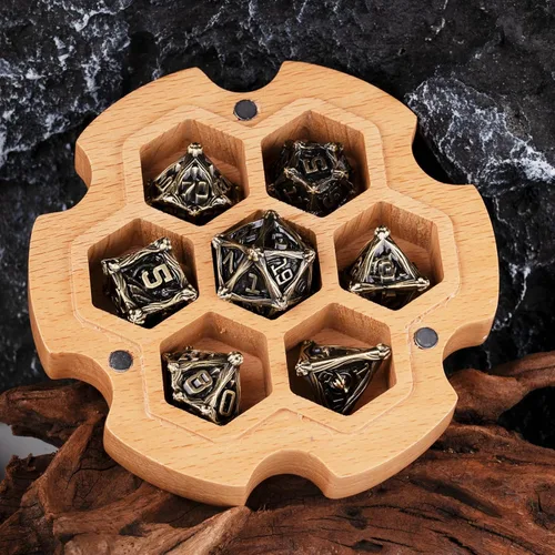Miniatura 5 de Surpass DND - Juego de dados de metal, 7 piezas, para juegos de rol, dados poliédricos, regalos de mazmorras y dragones (turquesa antigua)