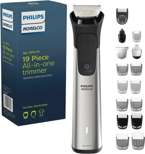 Miniatura 8 de Philips Multigroom Series 9000 Recortadora 24 en 1 para Barba, Cabello y Cuerpo Kit de Aseo Peine de Recorte de Precisión, Cuchillas de Acero