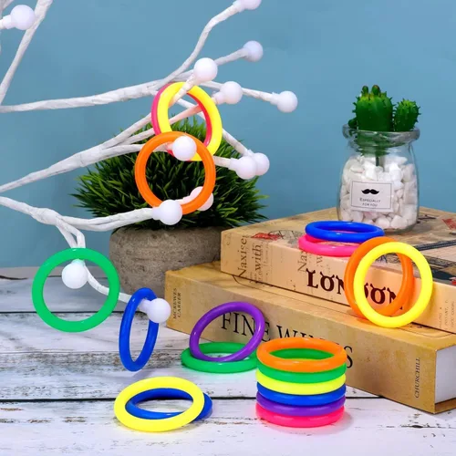 Miniatura 6 de Aodaer 60 Pack Ring Toss Rings Plastic Carnival Rings for Carnival Party Favors Bottles Sport Ring Toss Game Fun Target Toys