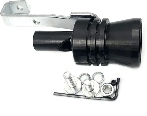 Miniatura 7 de DEVMO Silenciador de escape universal de aleación de aluminio de tamaño XL, silenciador de tubo de escape de sonido turbo para coche (XL-negro)
