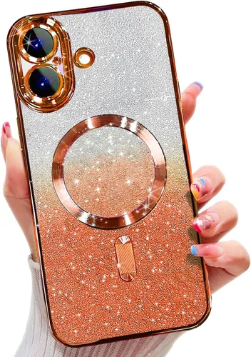 Miniatura 28 de Misscase Funda magnética compatible con iPhone 14 con purpurina y protector de lente de cámara, protección completa, compatible con MagSafe