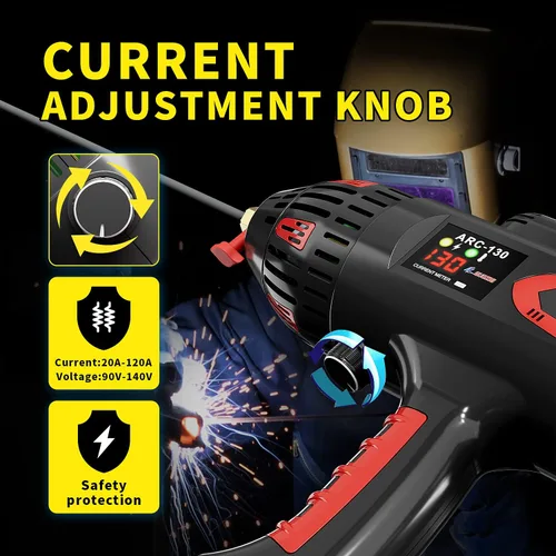 Miniatura 4 de GZ GUOZHI Máquina de Soldar Portátil de Mano, Soldador de Arco de 110V 130Amp Soldador de Mano Portátil, Inversor IGBT con Pantalla Digital, Juego
