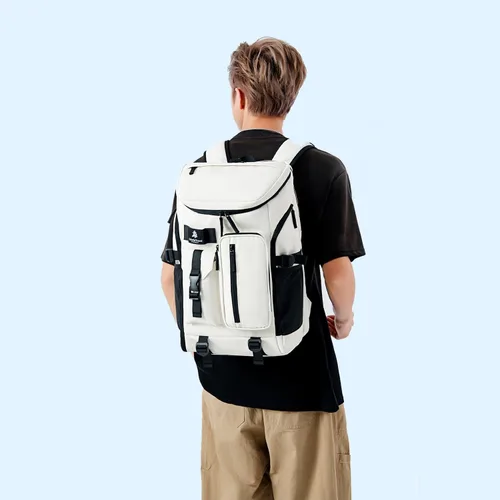 Miniatura 7 de Kalesi Mochila Bolsa de Lona para Gimnasio 4 Vías Impermeable con Compartimento para Zapatos para Viaje Deporte Senderismo Laptop, 02-Negro