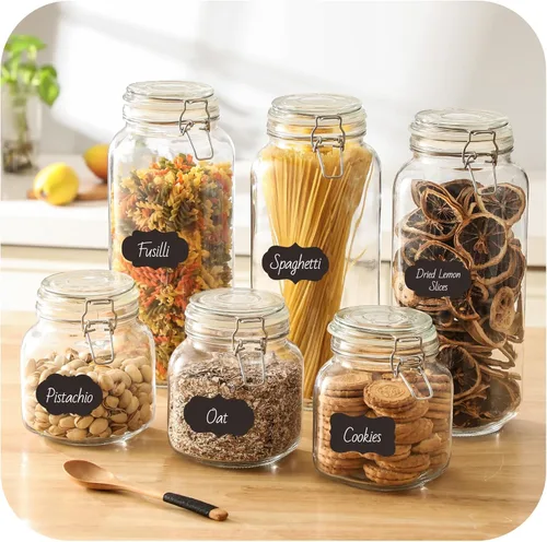 Miniatura 5 de VITEVER [Más alto] Tarros de vidrio de 92 onzas con tapa hermética, tarros grandes de vidrio para almacenamiento de alimentos, paquete de 3 tarros