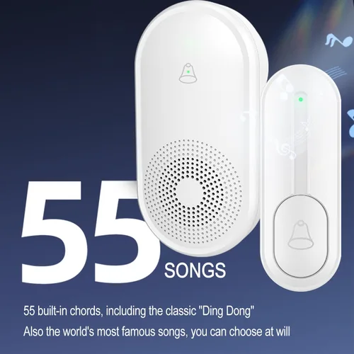 Miniatura 6 de Timbre inalámbrico con 5 receptores, 2 botones, timbre impermeable IP55, timbre remoto de 1000 pies/984.3 ft, 55 campanas de 5 volumen, LED