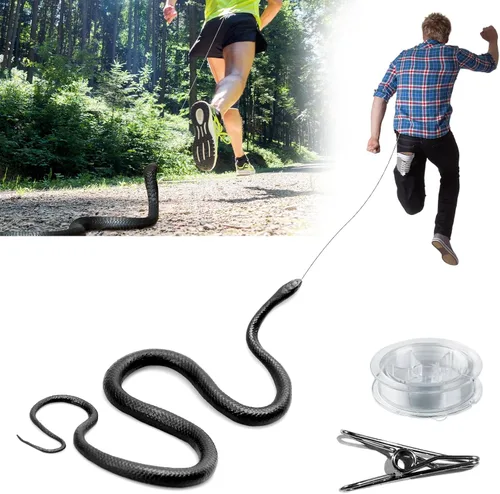Broma de serpiente con clip de cuerda, serpiente falsa en una broma de cuerda, broma de serpiente de goma realista para burlas de amigos, mantener a