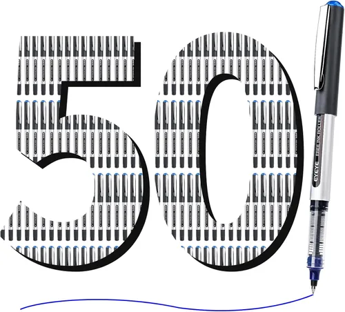 Miniatura 13 de EYEYE Paquete de 25 bolígrafos azules de punta extra fina de 0.020 in, secado rápido, tinta líquida, bolígrafo de escritura suave para diario, toma