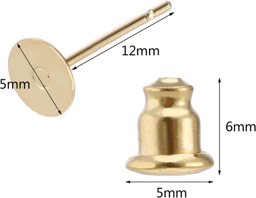 Miniatura 4 de Outus 100 pendientes de acero inoxidable con forma de bala de embrague y pendientes en blanco (dorado)