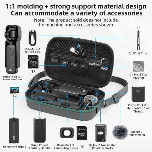 Miniatura 2 de Osmo Pocket 4/3 - Funda de transporte portátil para almacenamiento de viaje para DJI OSMO Pocket 4/3 Creator Combo Accesorios, bolsa de transporte