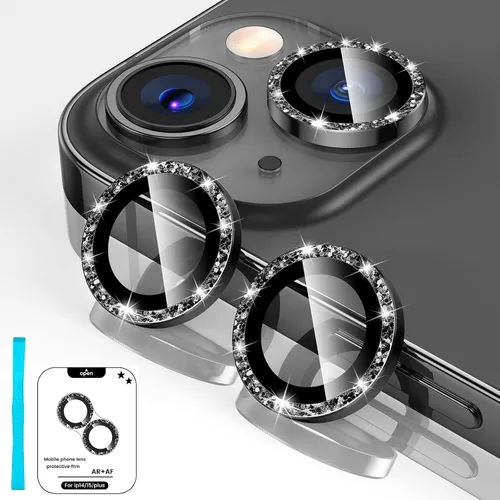 Miniatura 35 de Tensea Protector de Lente de Cámara para iPhone 13 mini/iPhone 13, Cubierta de Cámara de Vidrio Templado 9H Protector de Pantalla Anillo Individual
