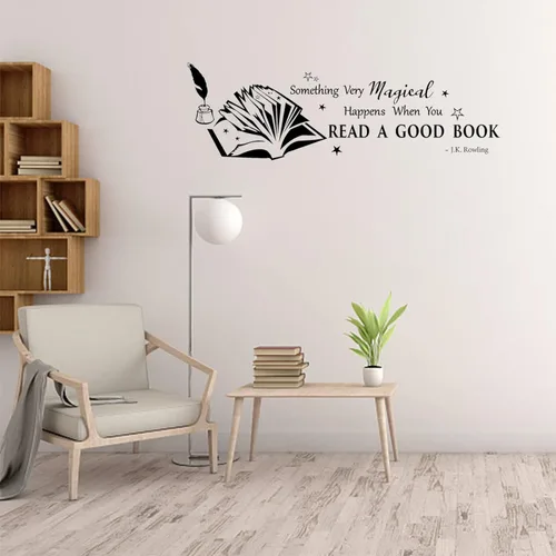Miniatura 5 de PLIGREAT Calcomanías de pared de vinilo removible para guardería, biblioteca, estudio, sala de lectura, decoración de pared, hogar, oficina