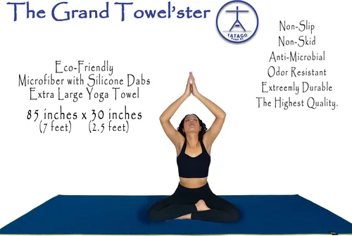 Miniatura 7 de Tatago Toalla antideslizante para esterilla de yoga caliente (esterillas de 72 a 84 pulgadas). Nuestra toalla de yoga caliente antideslizante