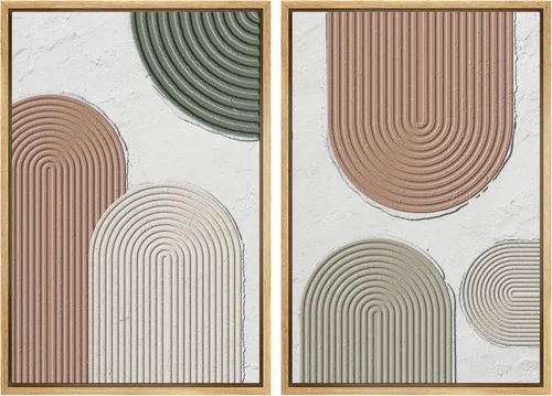 Miniatura 15 de SIGNWIN Lienzo enmarcado para pared, juego de arte con anillos de árbol de bosque grunge en blanco y negro, ilustraciones de naturaleza silvestre