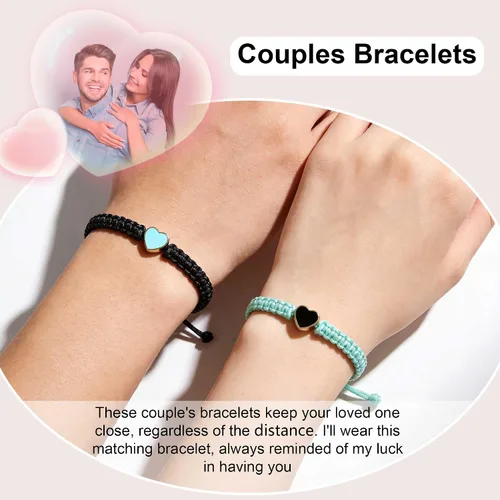 Miniatura 2 de Pulseras a juego para parejas de novio y novia, pulsera elástica ajustable de amistad para él y ella